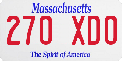 MA license plate 270XD0
