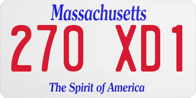 MA license plate 270XD1