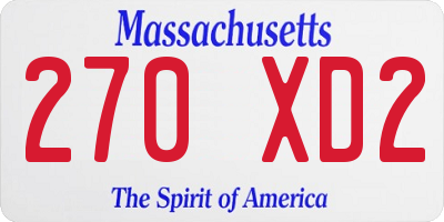 MA license plate 270XD2