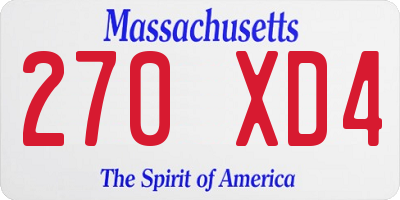 MA license plate 270XD4