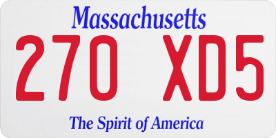 MA license plate 270XD5