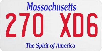 MA license plate 270XD6