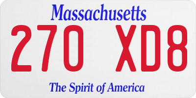 MA license plate 270XD8