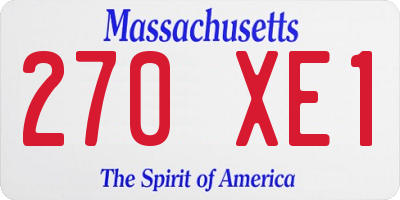 MA license plate 270XE1