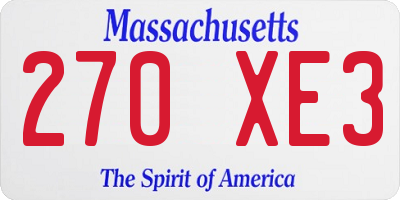 MA license plate 270XE3