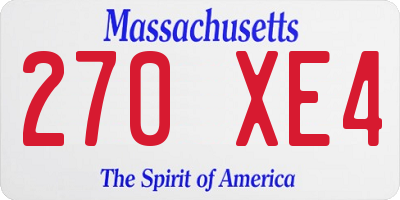 MA license plate 270XE4