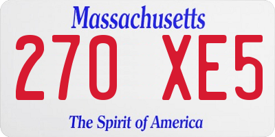 MA license plate 270XE5