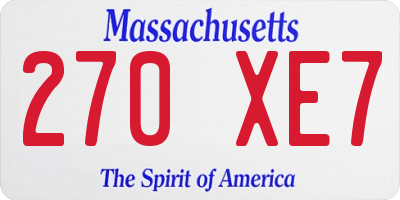 MA license plate 270XE7