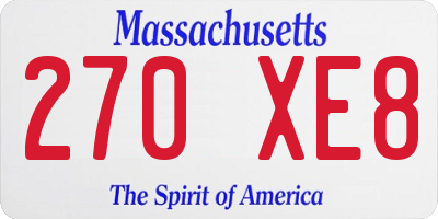 MA license plate 270XE8