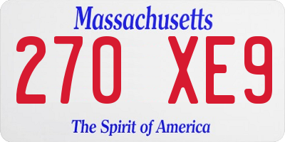 MA license plate 270XE9