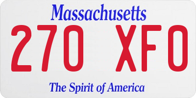 MA license plate 270XF0