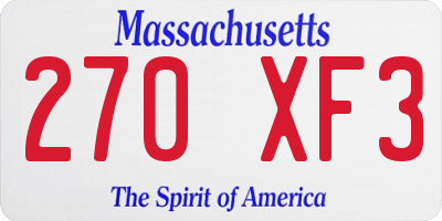 MA license plate 270XF3