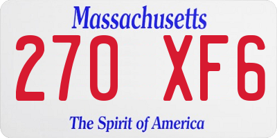 MA license plate 270XF6