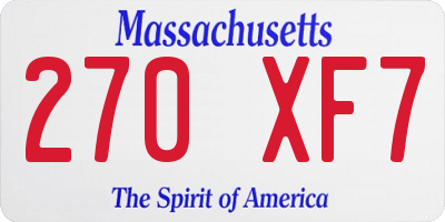 MA license plate 270XF7