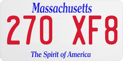 MA license plate 270XF8
