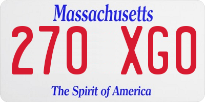 MA license plate 270XG0