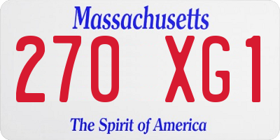 MA license plate 270XG1