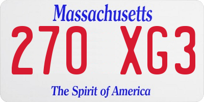 MA license plate 270XG3