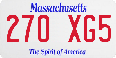 MA license plate 270XG5