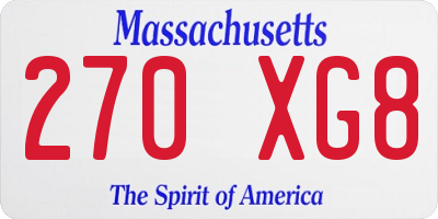 MA license plate 270XG8