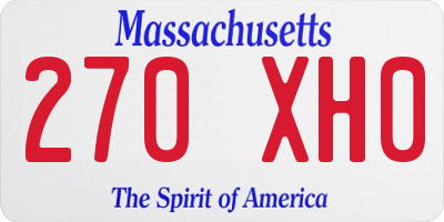 MA license plate 270XH0