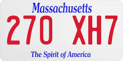 MA license plate 270XH7