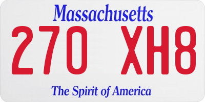 MA license plate 270XH8