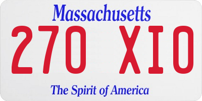 MA license plate 270XI0
