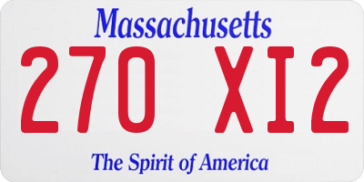 MA license plate 270XI2