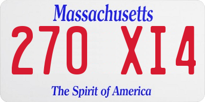 MA license plate 270XI4