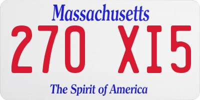 MA license plate 270XI5