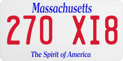 MA license plate 270XI8