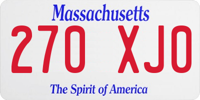 MA license plate 270XJ0