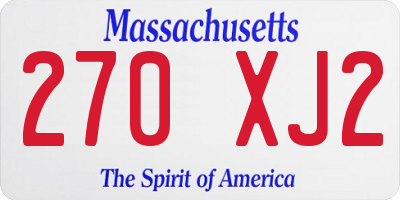 MA license plate 270XJ2