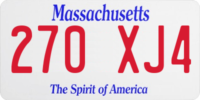 MA license plate 270XJ4