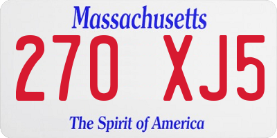 MA license plate 270XJ5