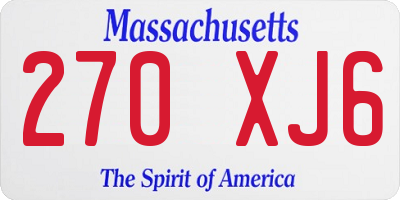 MA license plate 270XJ6