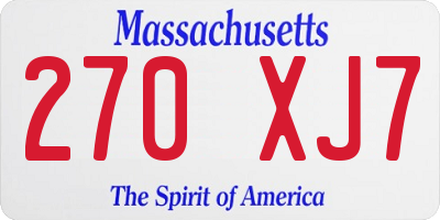 MA license plate 270XJ7