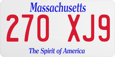MA license plate 270XJ9