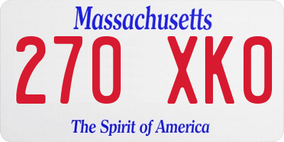 MA license plate 270XK0