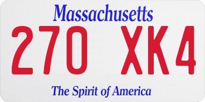 MA license plate 270XK4