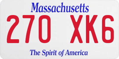 MA license plate 270XK6