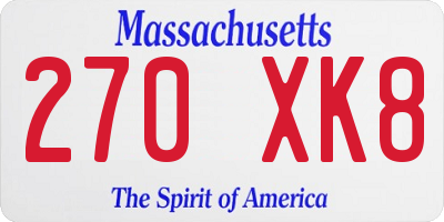 MA license plate 270XK8