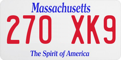 MA license plate 270XK9