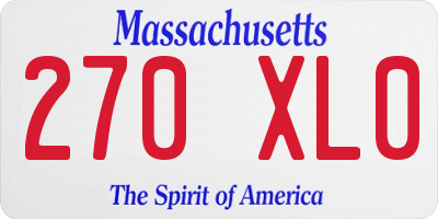 MA license plate 270XL0