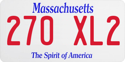 MA license plate 270XL2