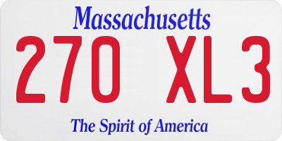 MA license plate 270XL3