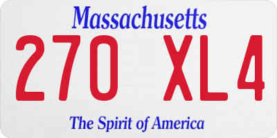 MA license plate 270XL4