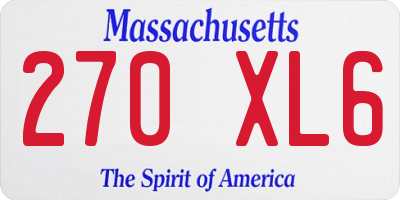 MA license plate 270XL6