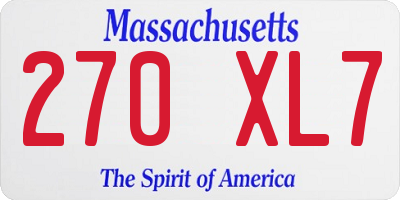 MA license plate 270XL7
